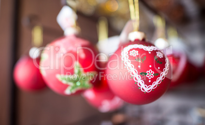 Group of Red Christmas Balls, holiday symbol