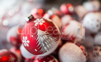 Group of Red Christmas Balls, holiday symbol