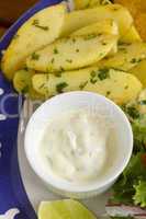tartare sauce and chips