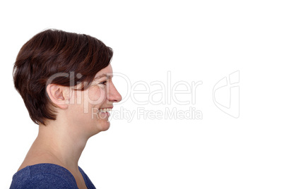 young woman in side profile