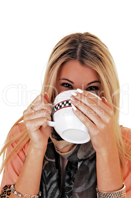 girl drinking soup.