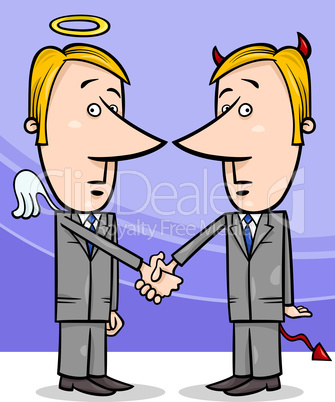 angel and devil businessmen cartoon