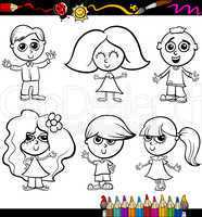 children cartoon set for coloring book