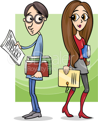 students couple in love cartoon