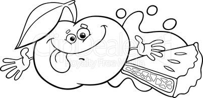 apple and pie cartoon coloring page