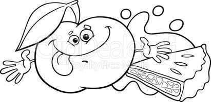 apple and pie cartoon coloring page