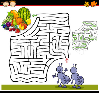 cartoon maze or labyrinth game