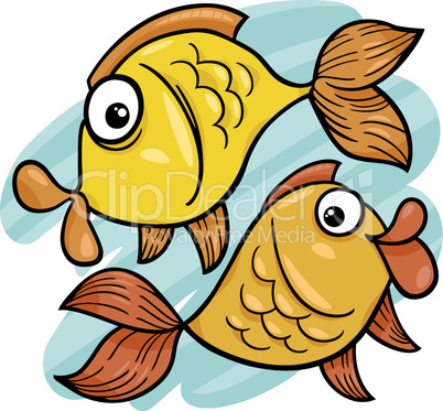 zodiac pisces or fish cartoon