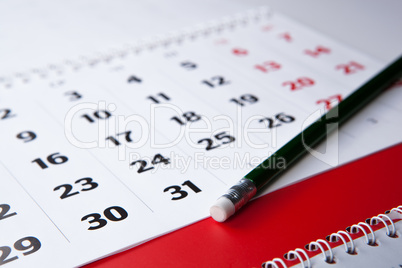 calendar and pencil close-up