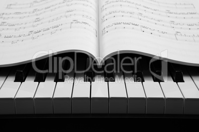 piano keys and musical book