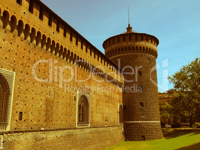 retro looking castello sforzesco, milan