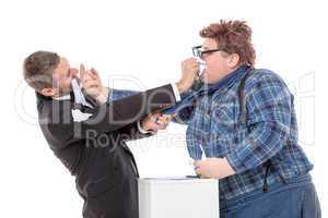 two men resorting to fisticuffs