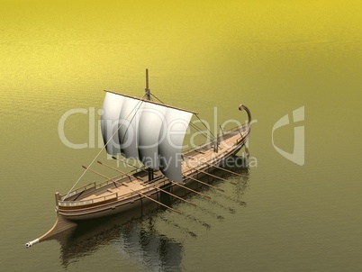 old greek boat - 3d render