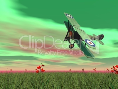 biplane flying - 3d render