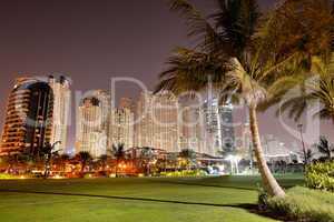 night illumination of the luxury hotel, dubai, uae