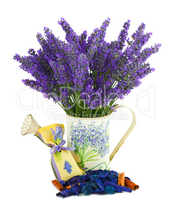 Watering can with lavender sachet