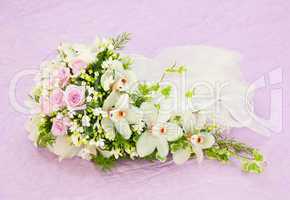 Wedding Pink Roses And White Orchid Bouquet