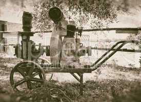 Old rusty engine for irrigation