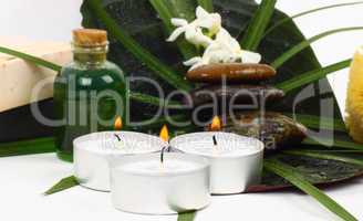 Accessories for spa with flowers of jasmine