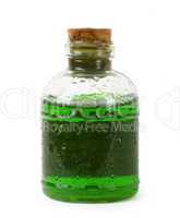 Bottle of green liquid