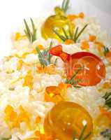 Salt bath with soap and flowers