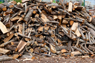 Traditional pile of chopped fire