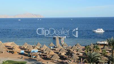 The motor yacht near beach at the luxury hotel, Sharm el Sheikh, Egypt