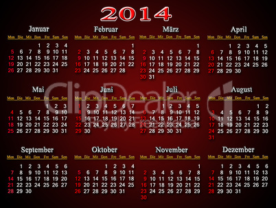 beautiful claret calendar for 2014 year in german