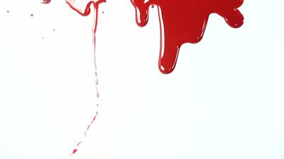 Blood flows on white background