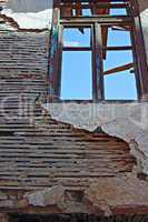old lath and plaster on derelict building
