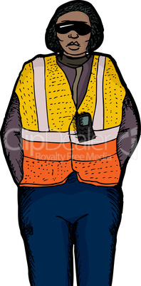 isolated worker in safety vest