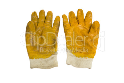 yellow working gloves