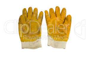 yellow working gloves