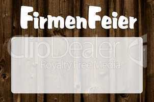 firmenfeier schild tafel holz rustikal