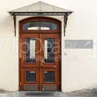 wooden doors with signage