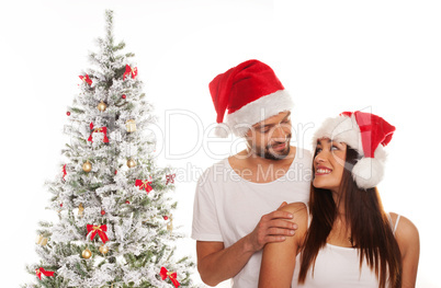 loving couple celebrating christmas