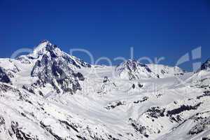 winter caucasus mountains in nice sun day