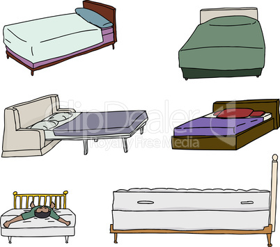 various bed cartoons