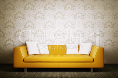 modern interior with sofa 3d render