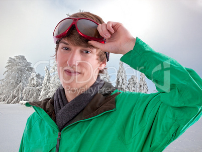 young sporty man with winter jacket