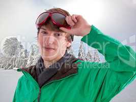 young sporty man with winter jacket