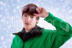 young sporty man with winter jacket