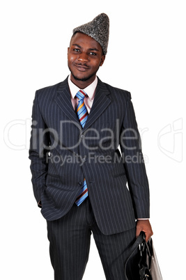 black man with hat.