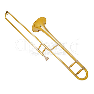 Trombone on white background