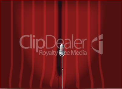 red stage curtain.