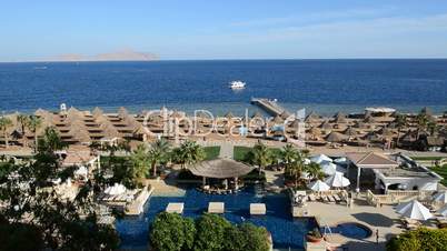 The swimming pool near beach at the luxury hotel, Sharm el Sheikh, Egypt