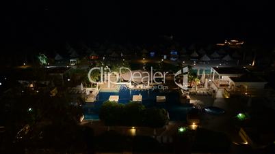 The swimming pool and bar in night illumination at luxury hotel, Sharm el Sheikh, Egypt
