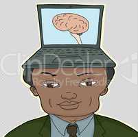 man with computer brain