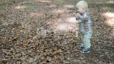 first steps of a little boy