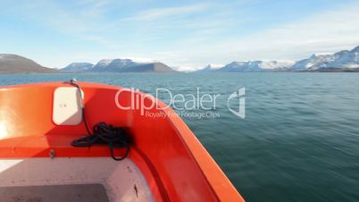 On a dinghy in Greenland